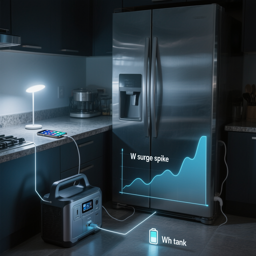 1000Wh portable power station fridge overnight