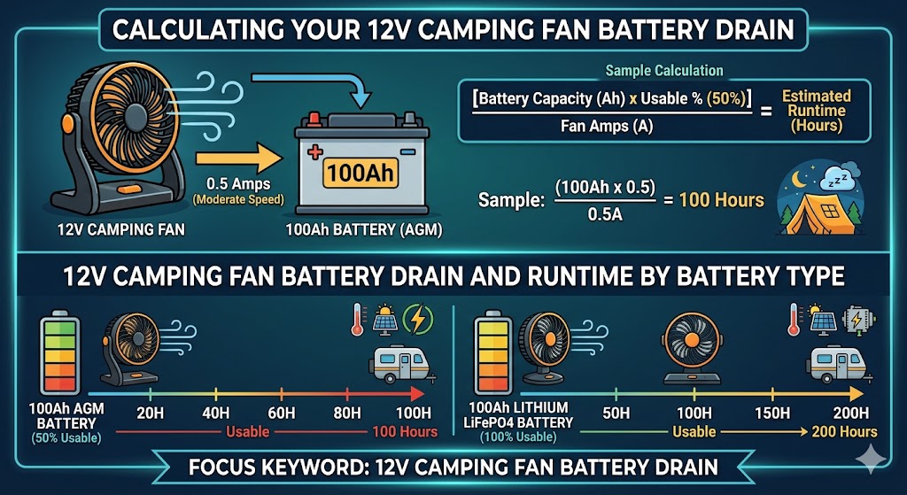 12v camping fan battery drain