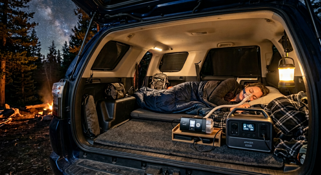 can a 300Wh power station run a CPAP overnight SUV camping setup