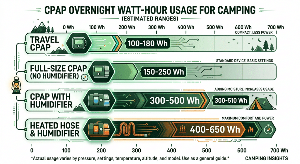 CPAP Camping Wh Chart