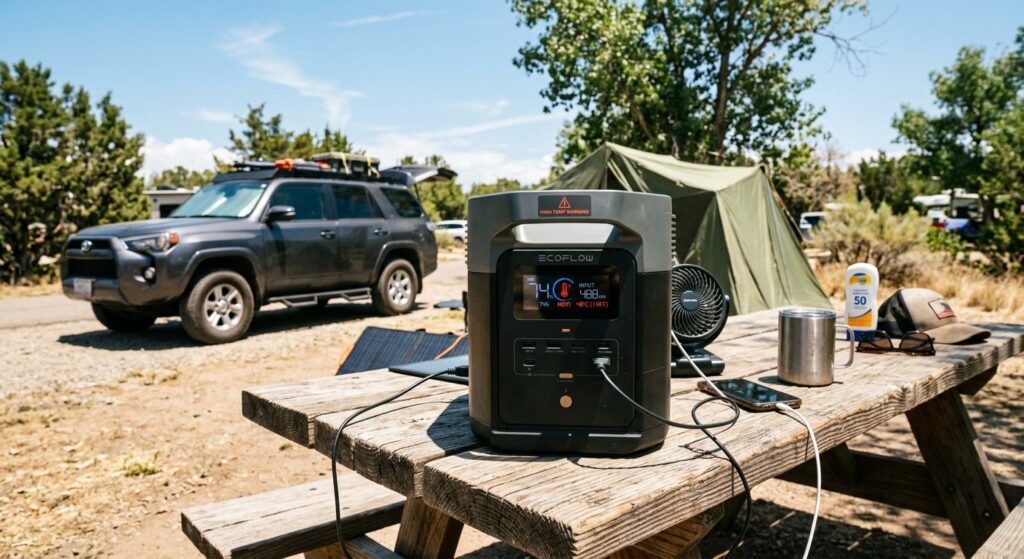 how long will a portable power station run a 12v fridge