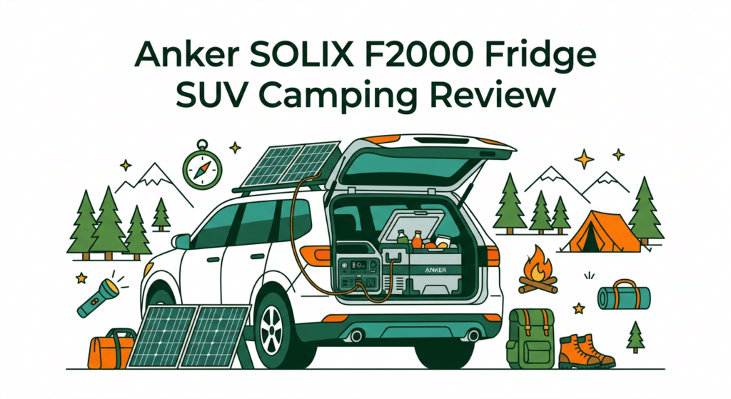 anker solix f2000 fridge suv camping - Anker F2000 with 12V fridge in SUV trunk