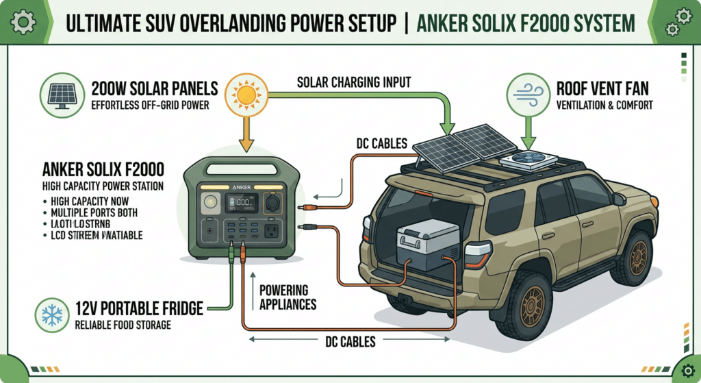 Anker SOLIX F2000 SUV overlanding power setup