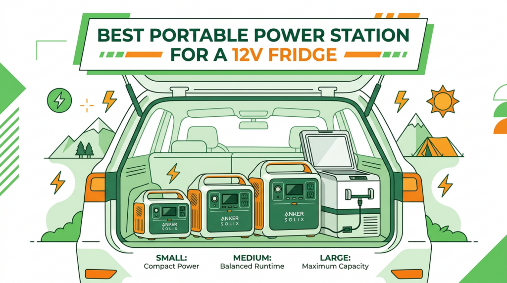 best portable power station for a 12v fridge - Anker SOLIX fridge camping picks