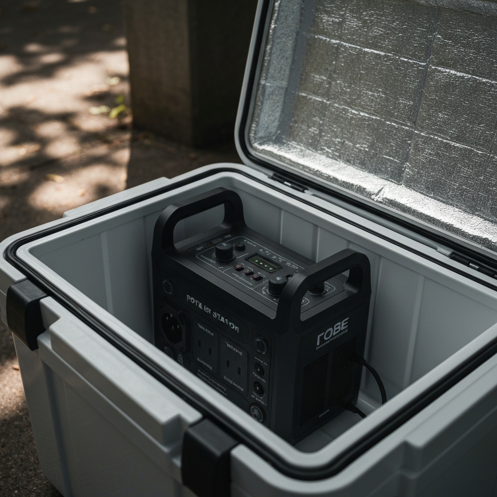 Using a cooler without ice can temporarily protect a battery if you must leave portable power station in hot car for a short time.