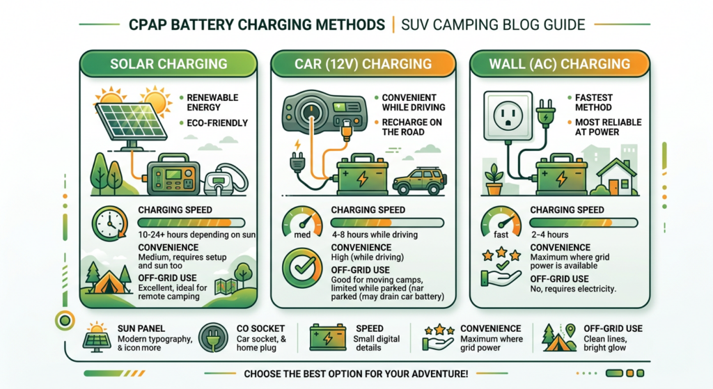 how to recharge a CPAP battery while camping solar car wall comparison