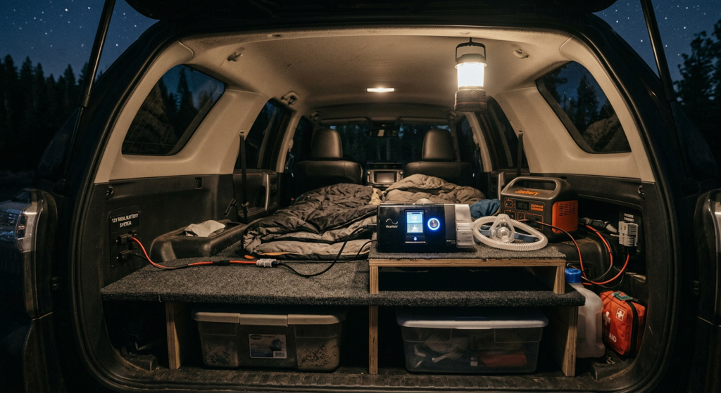 can you run a CPAP from a car battery overnight SUV camping setup