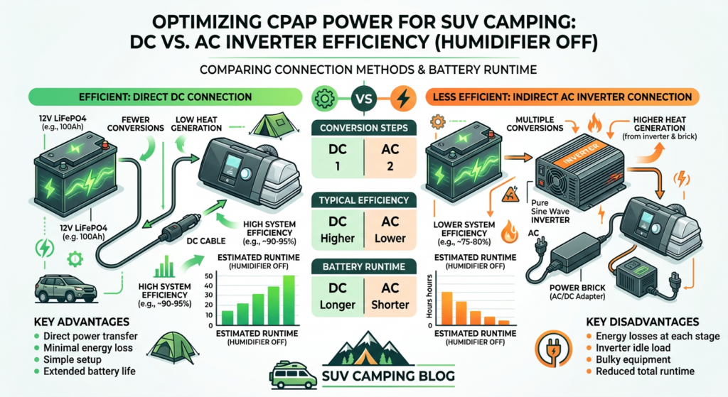 should you turn off the humidifier on a CPAP while camping DC vs AC efficiency