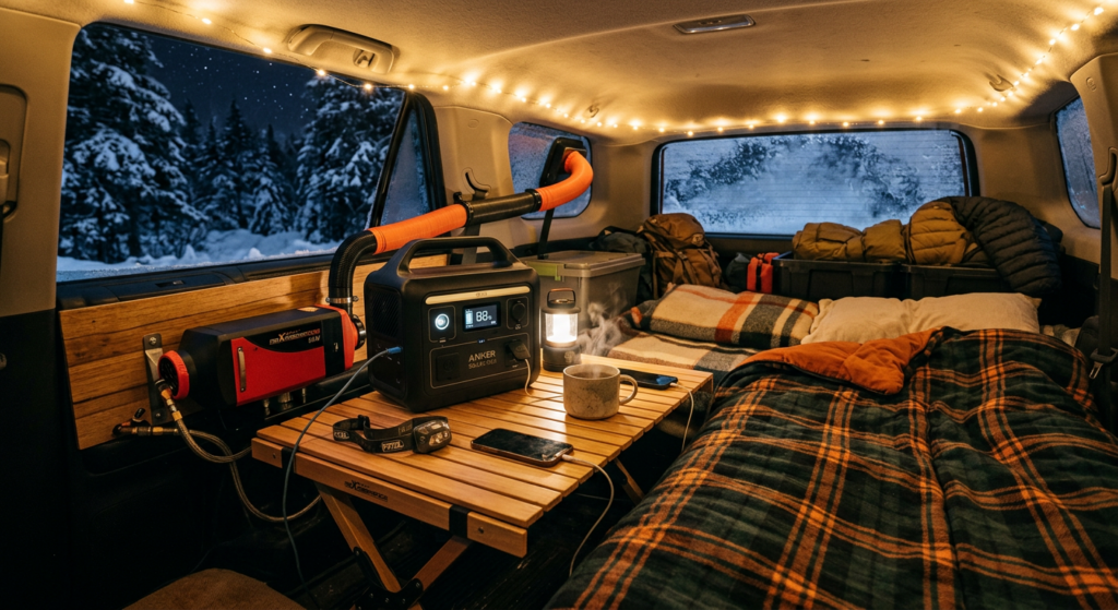 how much power does a diesel heater use overnight