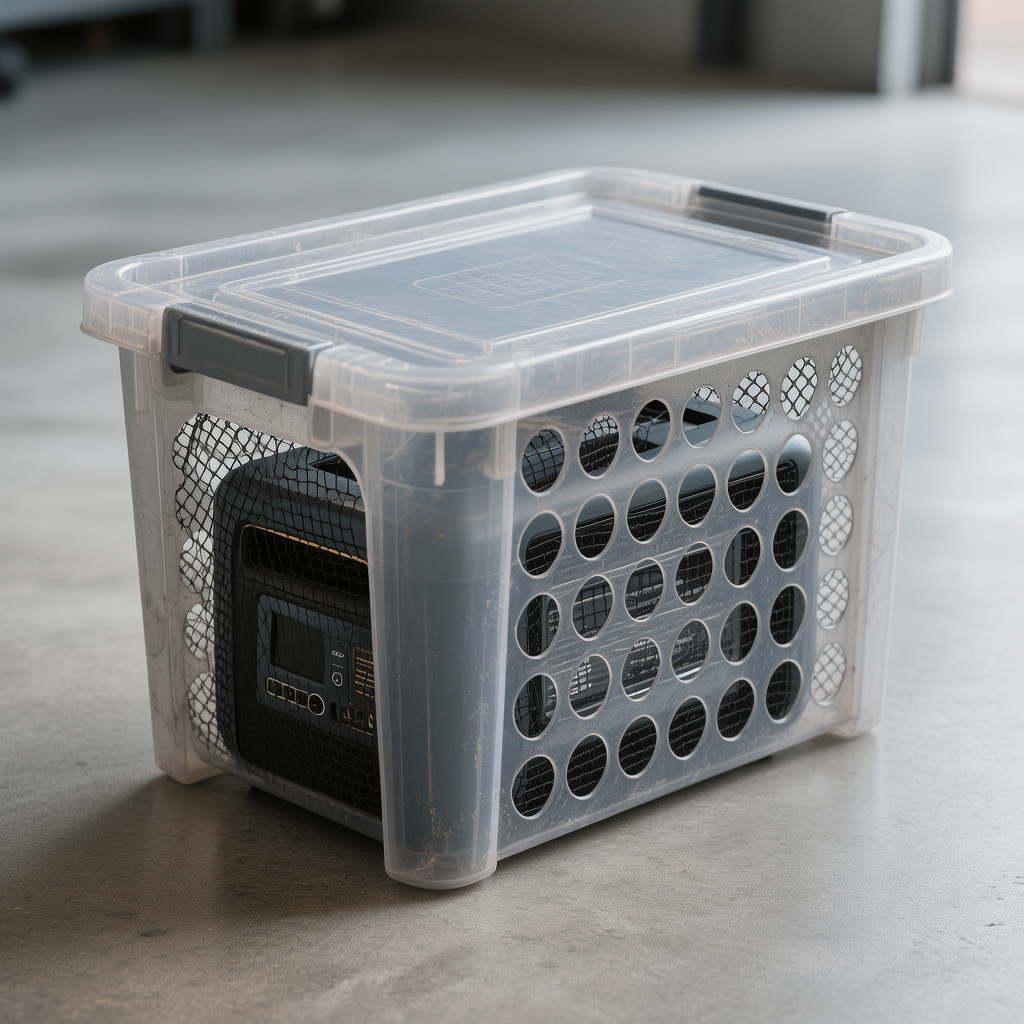 A DIY ventilated box is a great way to protect portable power station from rain.