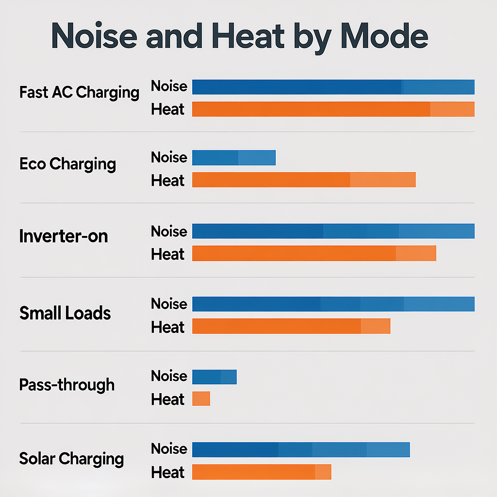portable power station noise heat apartment modes