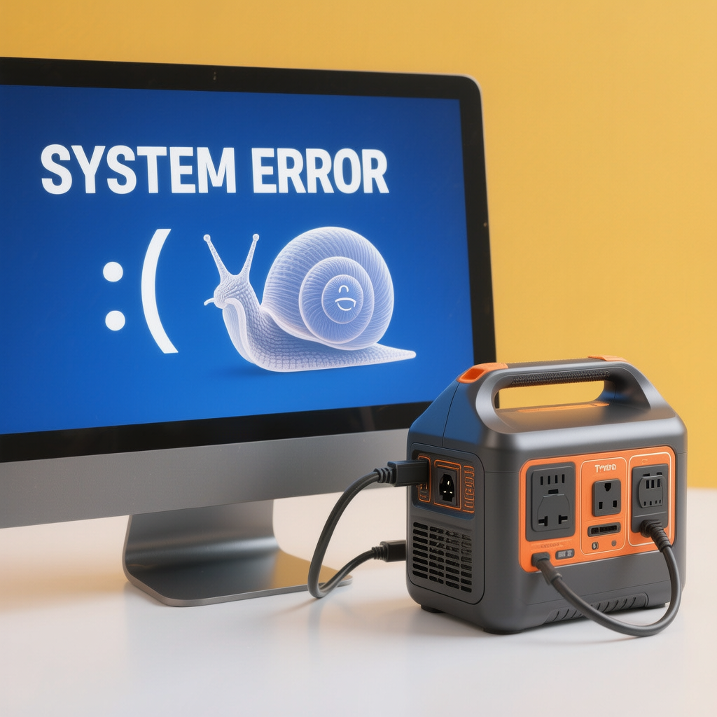 Slow transfer speeds can crash computers if you leave portable power station plugged in as a UPS